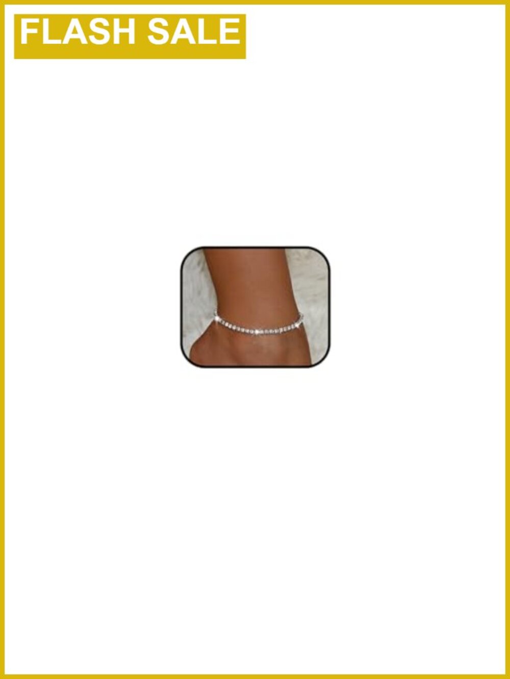 Silver Rhinestone Anklet Adjustable Copper Chain Tennis Ankle Bracelet